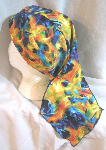 Yellow Blue Flames Du-rag